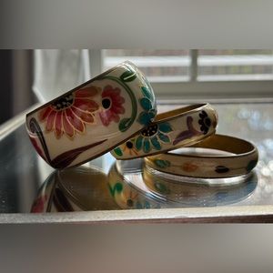 Floral Enamel Bangle Set